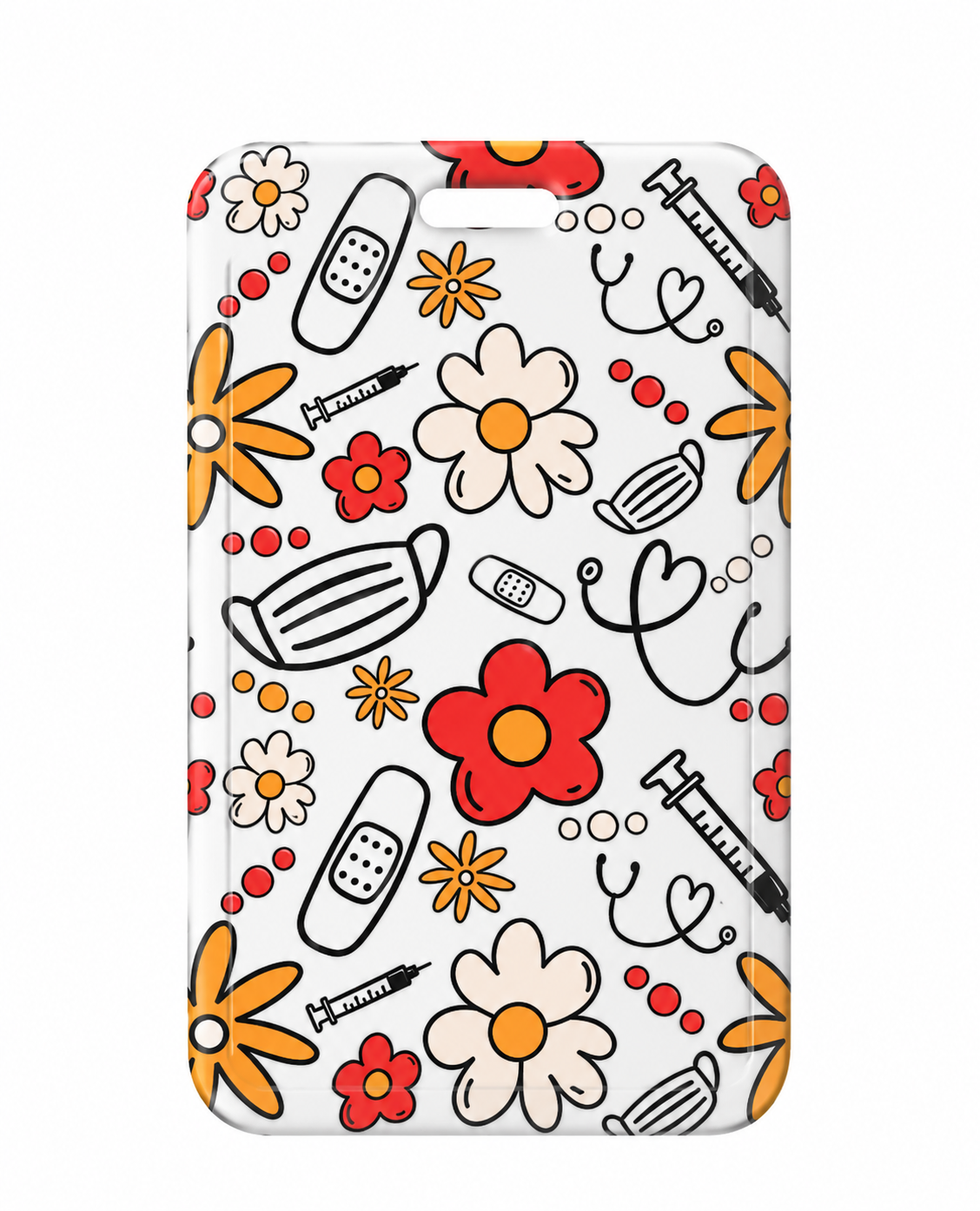 Hospital accessories with flower petals white card holder with strap Zuena