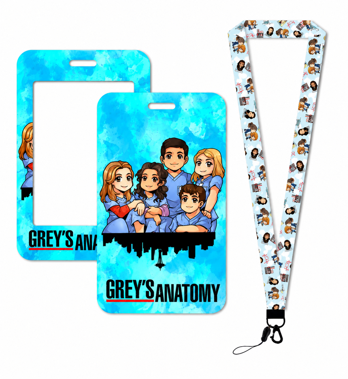 Bright blue Grey’s Anatomy card holder with strap Zuena