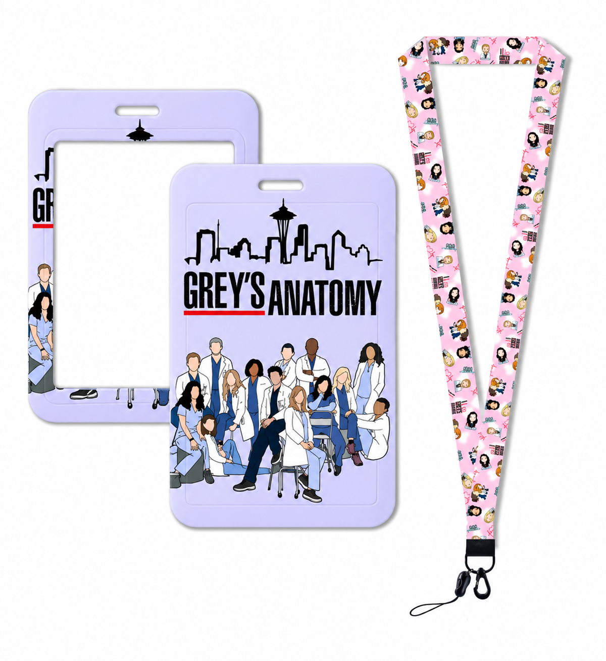 Purple Grey’s anatomy card holder with strap Zuena