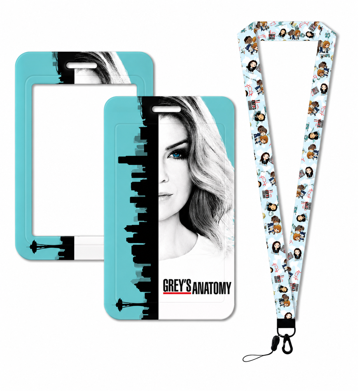 Light blue Grey Anatomy Card holder with strap Zuena