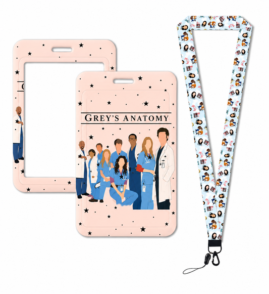 Beige Grey’s anatomy card holder with strap Zuena