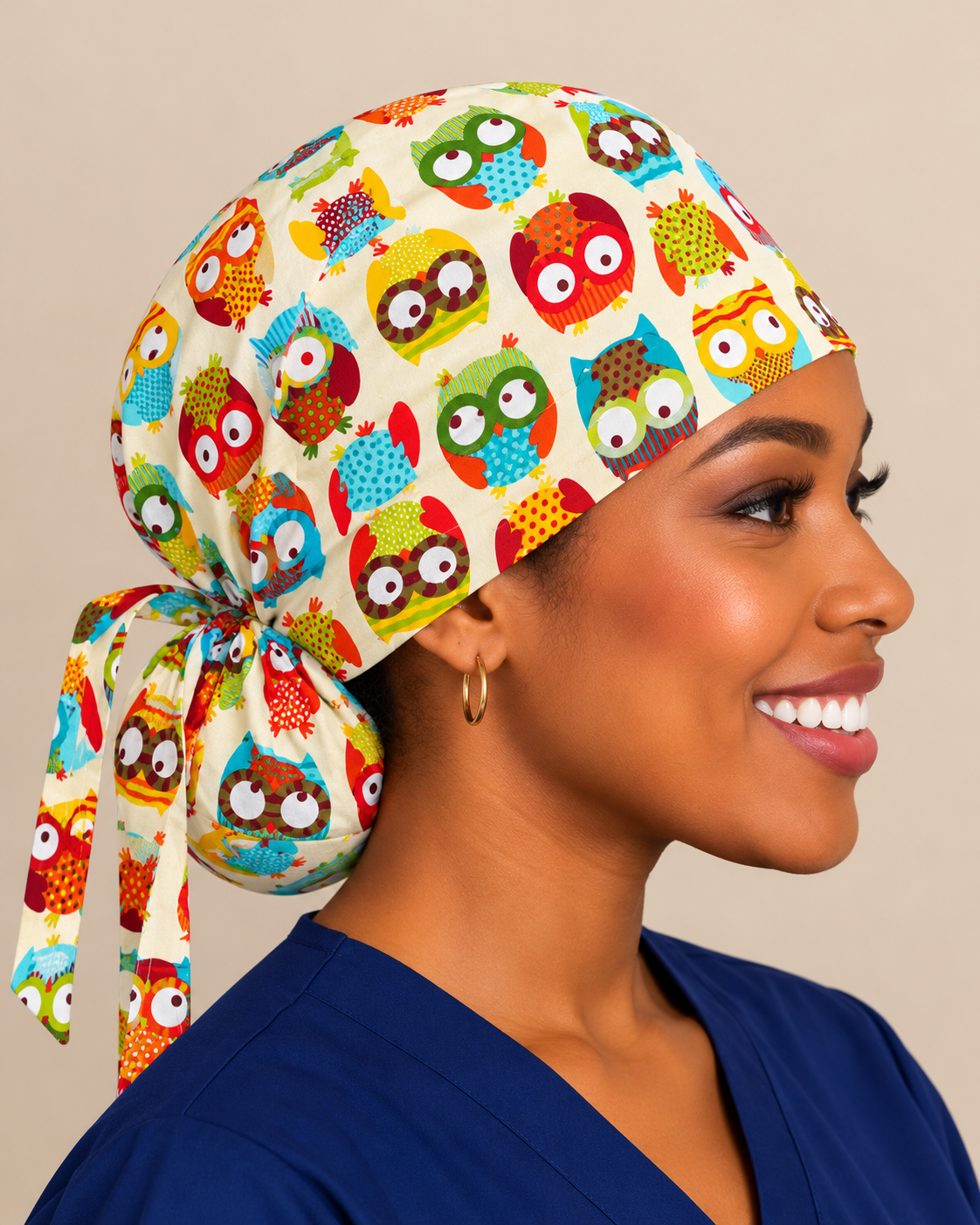 Ponytail scrub hat-owl Zuena