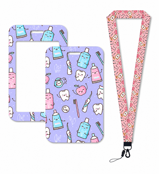Dental purple card holder with strap Zuena