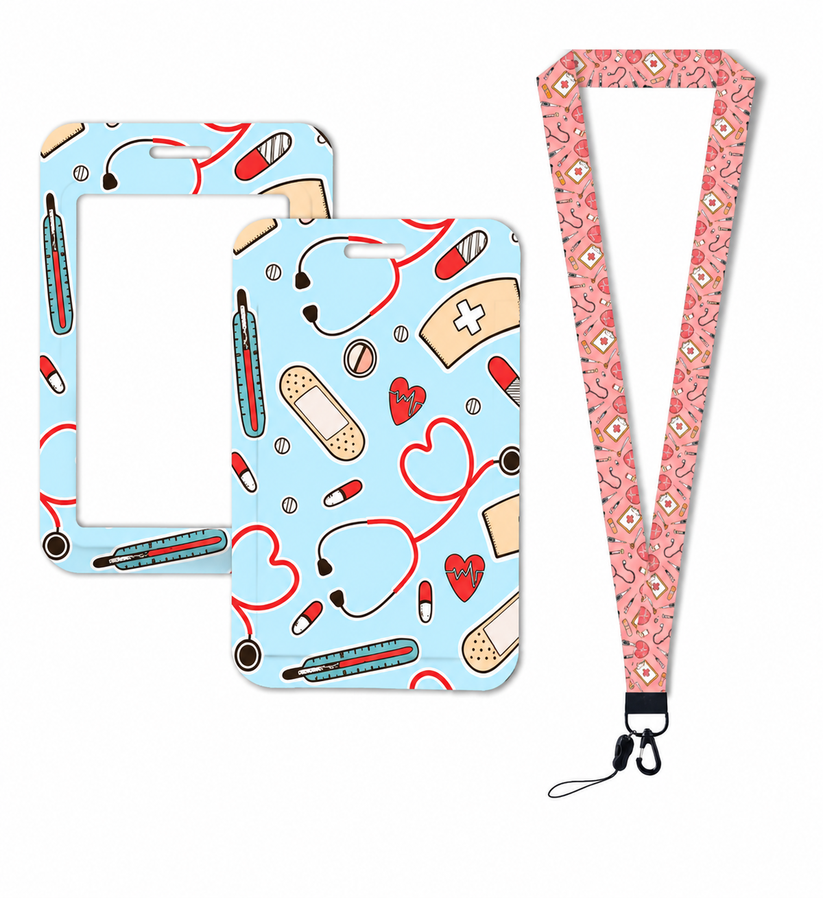 Light blue Hospital accessories card holder with strap Zuena