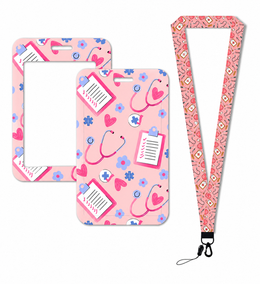 Hospital accessories light pink card holder with strap Zuena