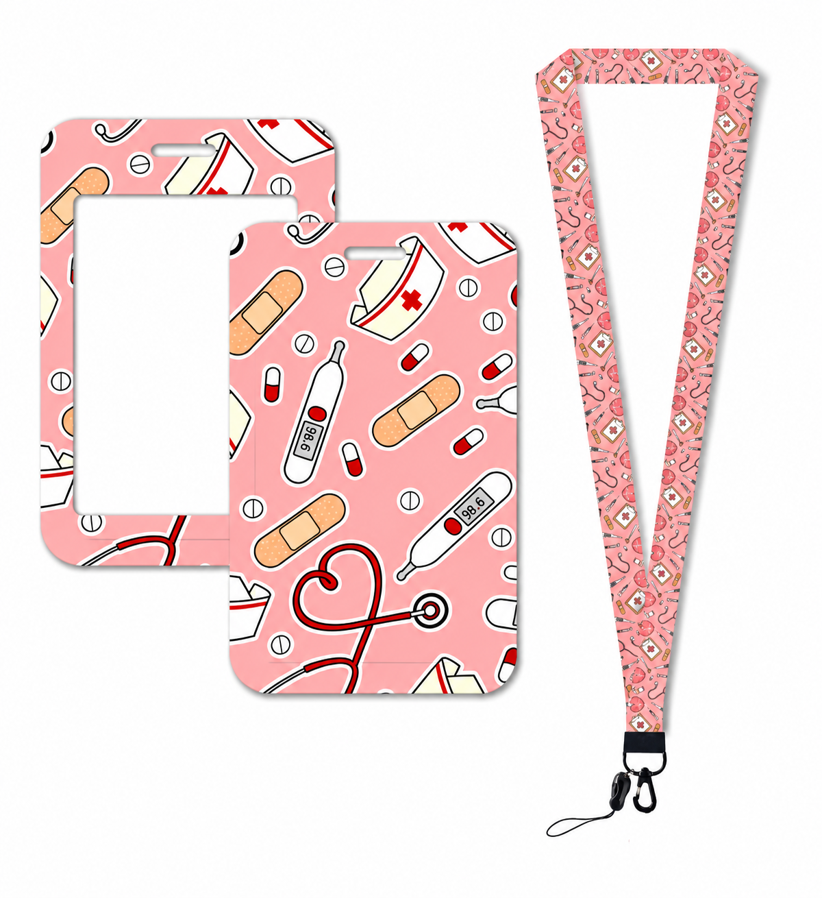 Pink hospital accessories Card holder with strap Zuena