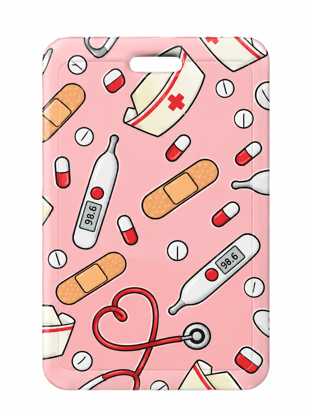 Pink hospital accessories Card holder with strap Zuena