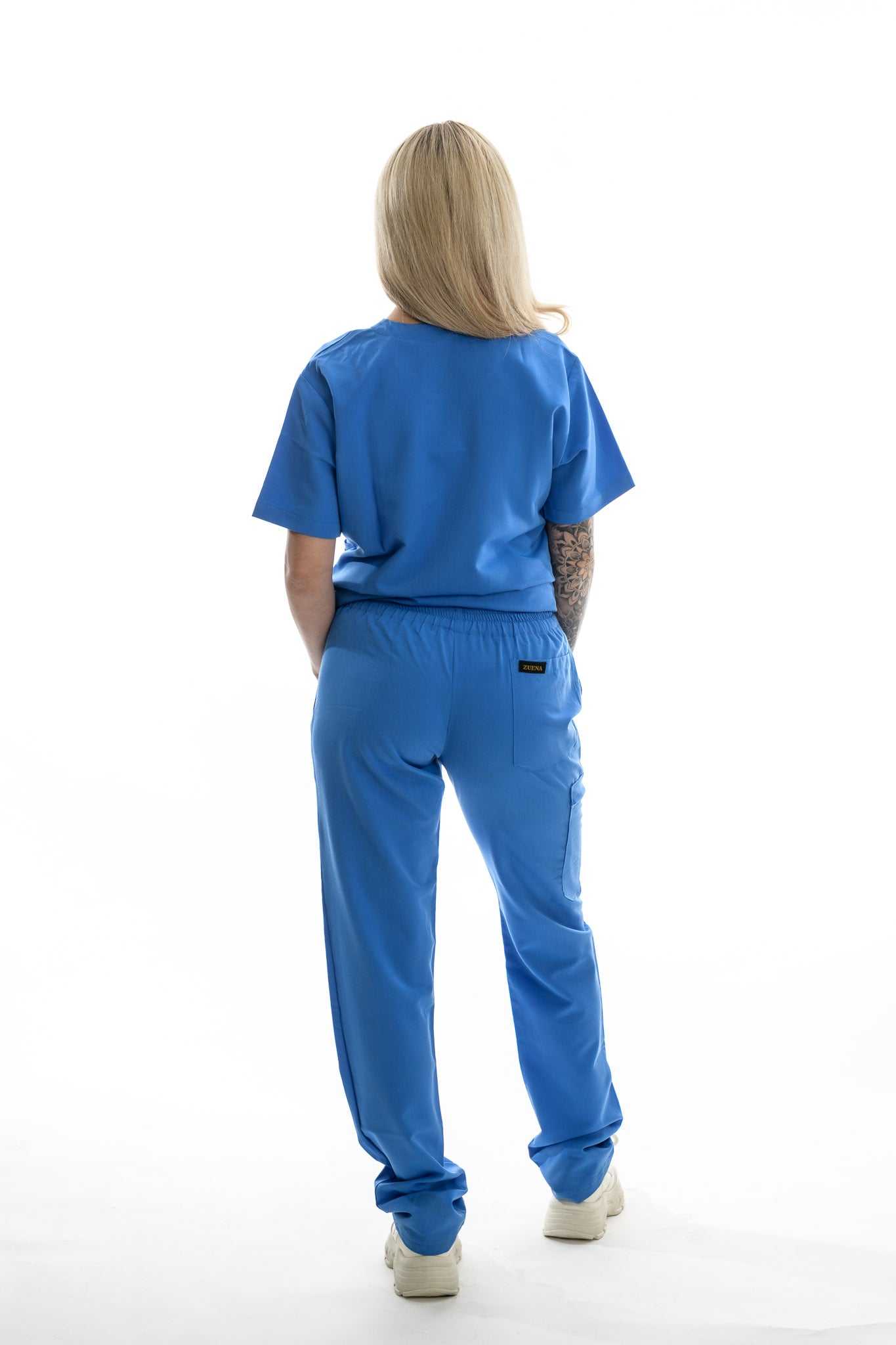 Professional scrubs Skyward Bound Scrubs Set in blue, showcasing a durable and comfortable fit with a modern design for healthcare professionals.