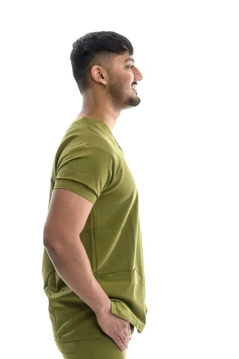 Olive Groove Scrub Top for Men | Zuenawr.com