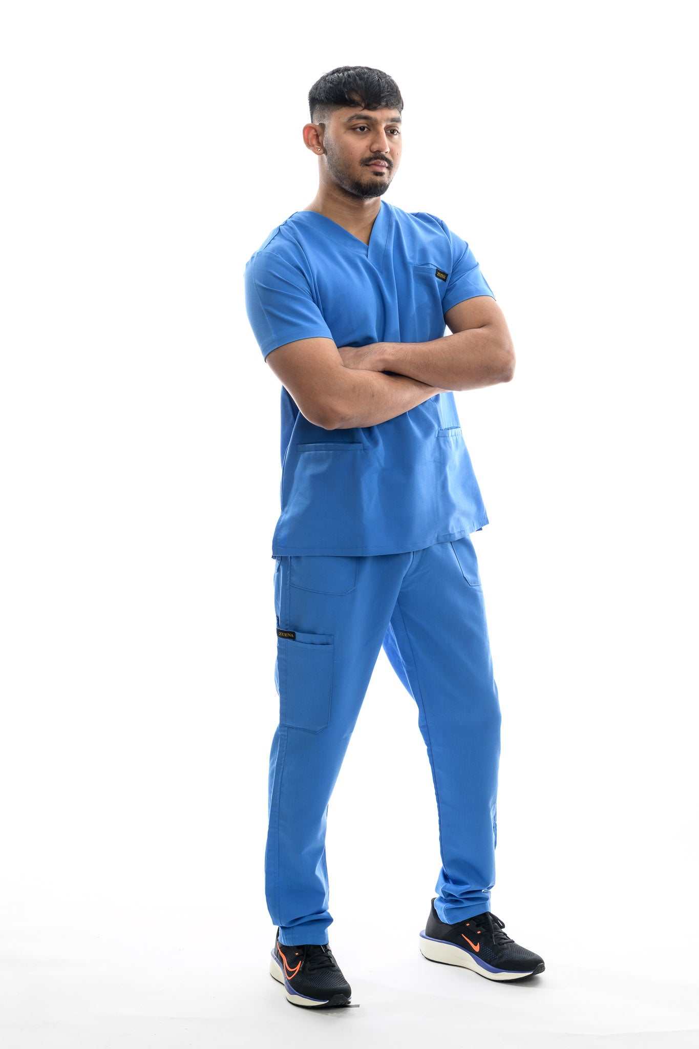 professional scrubs Skyward Bound Scrubs Set for healthcare workers in blue with pockets and modern design