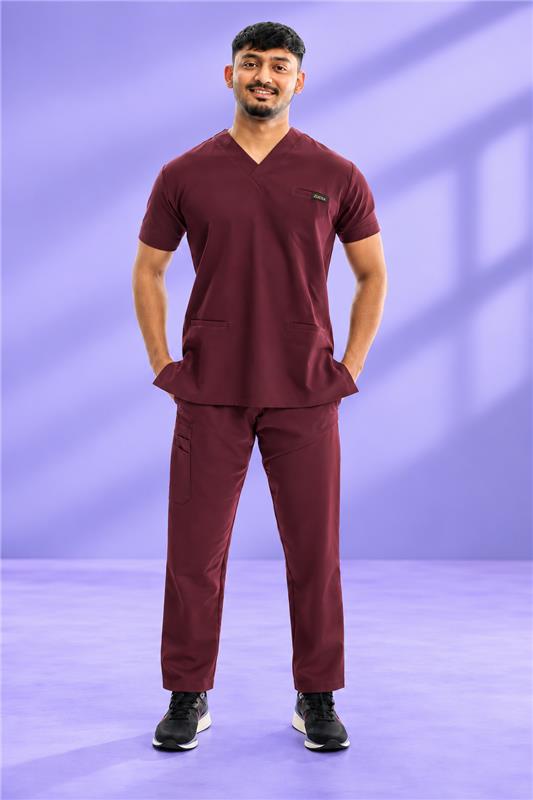 Zuena Burgundy Bloom Scrub Set Zuena